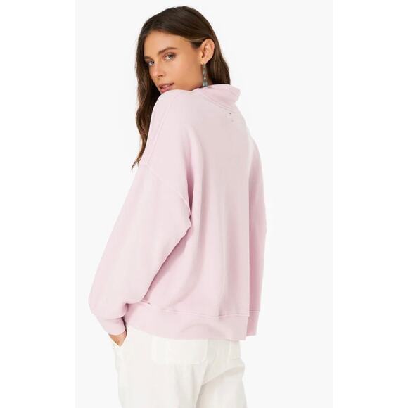 Xirena Chase Funnel Neck Sweatshirt Pullover All Rosey Pink Small Cotton - Picture 2 of 9